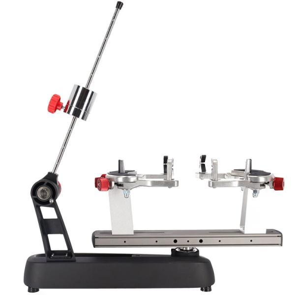 Right side view of the Gamma Momentum 6 stringing machine with 6-point mounting and lever-based tensioning system